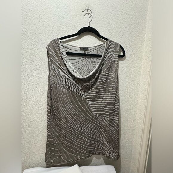 Lafayette 148 Tank Blouse Grey & Taupe Knit Tank Top Sz L - Picture 1 of 7